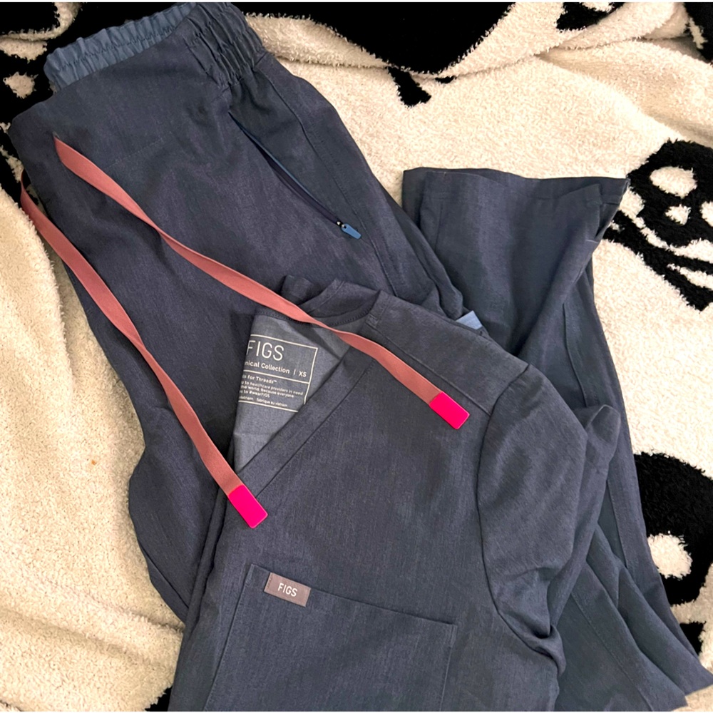 Figs heather denim Evan’s set *RETIRED*